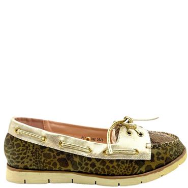 ZANNI WOMENS CROC TIE DECK SHOE - GOLD